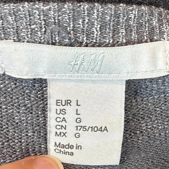 H&M Silver Sequin Front Crew Neck Sweater, Size Large - Picture 2 of 7